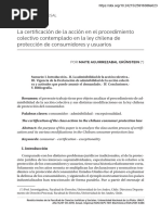 La Certificacion de La Clase en El Derecho Del Consumidor Chile