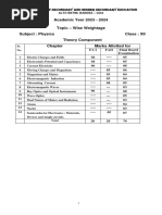 Academic Year 2023 - 2024 Topic - Wise Weightage Subject: Physics Class: XII Theory Component Marks Allotted For