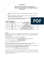 Lab No.7: Measurement of Coupling Coefficient, Directivity and Insertion Loss of A Directional Coupler