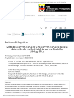 Métodos Convencionales y No Convencionales para La Detección de Lesión Inicial de Caries.