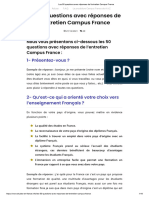 Les 50 Questions Avec Réponses de L'entretien Campus France - WRD