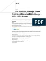 Hymne Homerique A Demeter Comme Offrande-Regard Retrospectif Sur Quelques Categories de L Anthropologie de La Religion Grecque