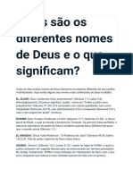 Quais São Os Diferentes Nomes de Deus e o Que Significam