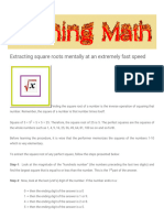 Burning Math - Extracting Square Roots Mentally at An Extremely Fast Speed