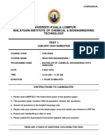 Test 1 (CCB20602) Reaction Engineering 1