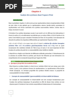 Analyse Des Systèmes Dans L'espace D'état - Année Académique 2023-2024