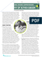 Informational Reading Comprehension Biography of Althea Gibson