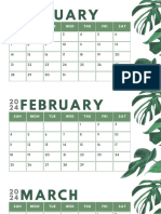 Green and White Minimalist 2024 Calendar