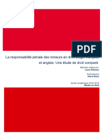 La Responsabilité Pénale Des Mineurs en Droit Belge, Français, Et Anglais. Une Étude de Droit