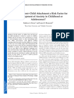 Is Insecure Parent - Child Attachment A Risk Factor For The Development of Anxiety in Childhood or Adolescence?