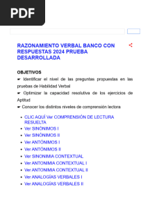 Razonamiento Verbal Banco Con Respuestas 2024 Prueba Desarrollada