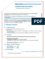 Hémogramme NUMERATION DE LEUCOCYTES MANUELLEMENT