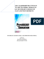 School Heads' Leadership Practices in Relation To The Teachers' Morale in The Public Secondary Schools of Lopez East and West Districts