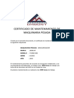 Certificado de Mantenimiento de Bobcat