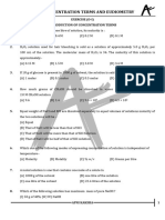 Concentration Terms and Eudiometry: (Physical Chemistry) Exercise (O-I) Introduction of Concentration Terms 1