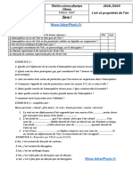 Série 1 - L'air Propriétés de L'air Et Ses Constituants