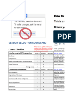 Vendor Selection Scorecard Template