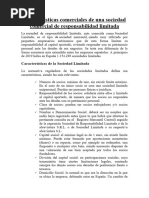 Características Comerciales de Una Sociedad Comercial de Responsabilidad Limitada