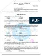 6 National Astronomy Olympiad: F.M.: 90 Duration: 2 Hours Symbol No.: . Category: Junior