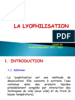 LA LYOPHILISATION Cours M2 2021 - 2022