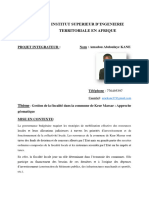 Institut Superieur D'Ingenierie Territoriale en Afrique: Projet Integrateur: Nom: Amadou Abdoulaye KANE