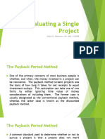 Chapter 4 Evaluating A Single Project Payback and BC Ratio