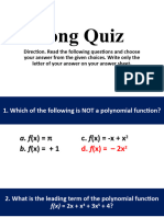 9 Long Quiz Polynomial Functions