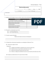 Teste de Avaliacao Sobre Fosseis