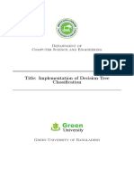 Title: Implementation of Decision Tree Classification: Department of Computer Science and Engineering