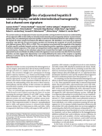 MOT 2020 - Transcriptional Profiles of Adjuvanted Hepatitis B Vaccines Display Variable Interindividual Homogeneity But A Shared Core Signature