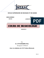 Cours de Musicologie LP2 Semestre 1