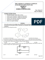 Bangalore Sahodaya Schools Complex Pre Board Examination 2021 Grade 12 (SET-2) Subject: Physics