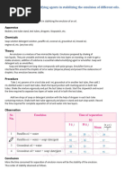 Study of The Role of Emulsifying Agents in Stabilizing The Emulsion of Different Oils