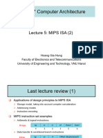 Week 5 - Lecture 5 - MIPS ISA