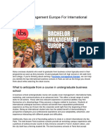 Bachelor Management Europe For International Students