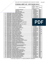 FY BTech Provisional Merit List SPOT Round 2020 21