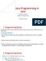 Elementary Programming in Java: Third Year Students Integrative Programming DR Athraa Juhi Jani