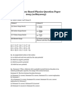 CUET Memory Based Physics Question Paper 2023 21may2023