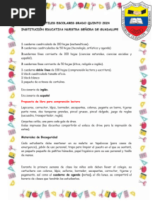 Lista de Útiles Escolares Grado 5° 2024