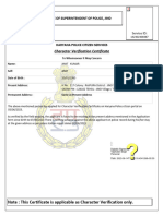 Character Verification Certificate: Office of Superintendent of Police, Jind