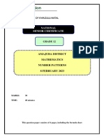 Grade 12 Number Patterns 8 Feb 2023