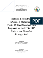 Detailed Lesson Plan in Teaching Grade 3 Mathematics - Ordinal Numbers Focusing On 21st To 100th (4as)