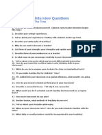 100 Teacher Interview Questions