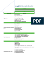 Behavioral Based Safety BBS Observation Checklist