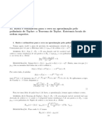 Resto e Estimativas para o Erro Na Aproxima C Ao Pelo Polin Omio de Taylor: o Teorema de Taylor. Extremos Locais de Ordem Superior