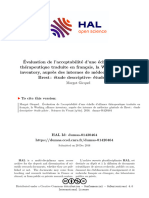 These - Évaluation de L'acceptabilité D'une Échelle D'alliance Thérapeutique