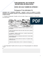 3ano LìNGUA PORTUGUESA Ativ 15 Organizar o Texto em Unidades de Sentido