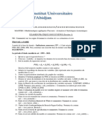 Examen Econometrie Pratique Sous Eviews M1 Maths