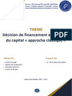 Décisions de Financement Et Structure de Capital (Approche Classique)