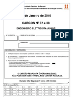 Puc PR 2010 Copel Engenheiro Eletricista Junior Estadual Prova